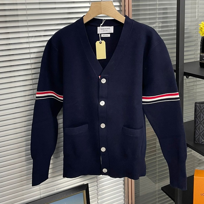 Strap   - トムブラウンユニセックス ストラップ Vネック カーディガン Thom01307x Size ネイビー