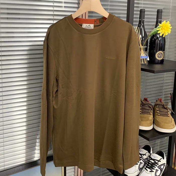 エルメス メンズ ラウンドネック長袖Tシャツ -   - hec2406x