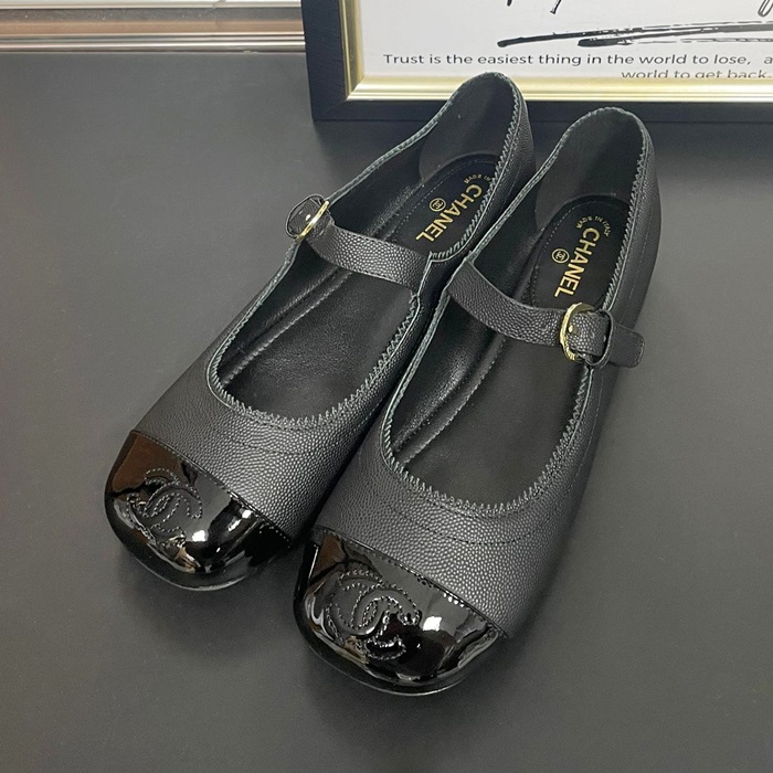  Flat,CHAS0660 - シャネル2021 レディースレザーフラットブラック