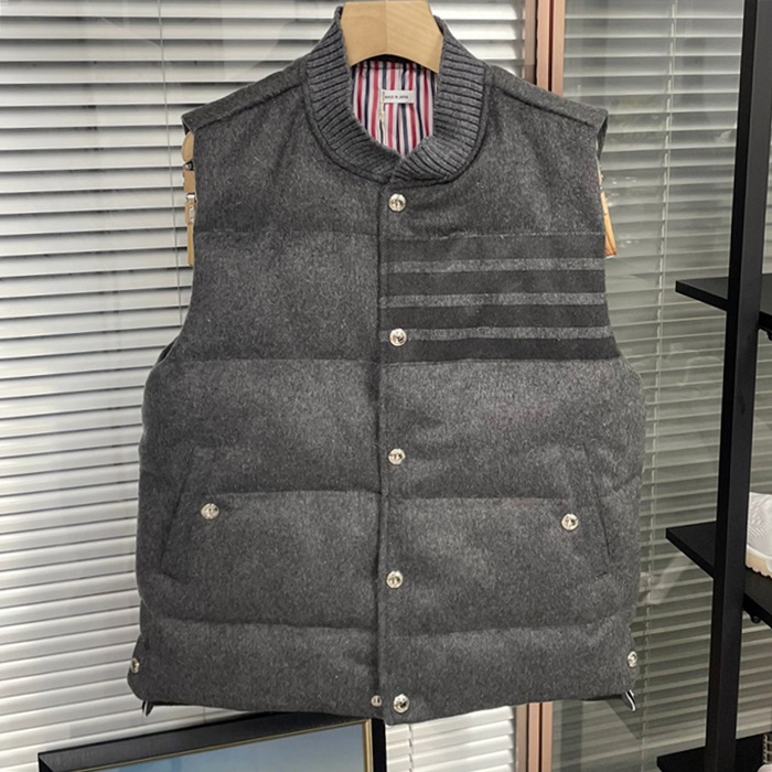 トムブラウン メンズ グレー ダウン ベスト - Gray Best - thom0664x