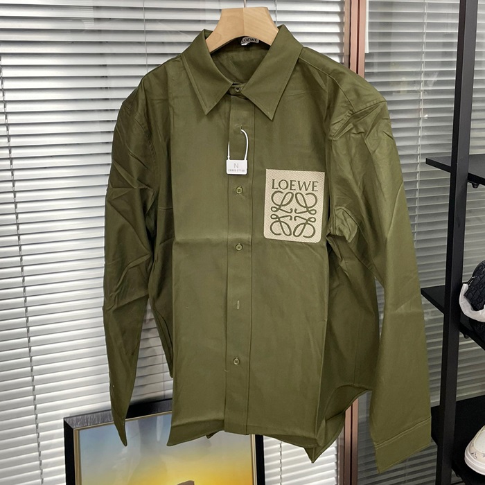 ロエベ メンズ カーキ シャツ - Khaki Shirts - loc338x