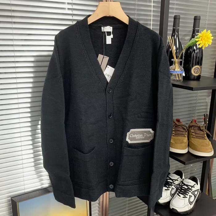 ディオール メンズ ブラック Vネック カーディガン -   - fa19x