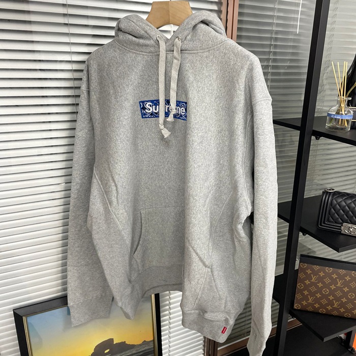  - シュプリームユニセックス LOGO フーディーTシャツ Sup0116x.Size(s - xl).グレー