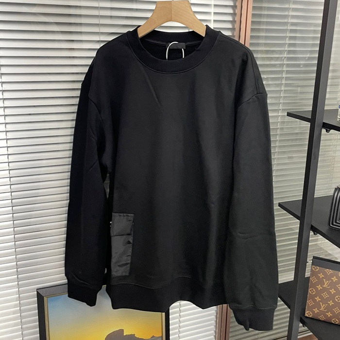 Prada  - プラダメンズ LOGO クルーネック コットン 長袖Tシャツ Pra01246x.Size(s - xl).ブラック