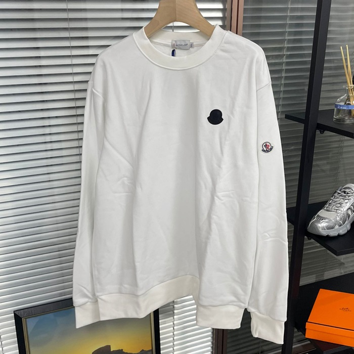 モンクレール メンズ ホワイト クルーネック 長袖Tシャツ - White  - moc02056x