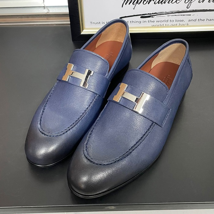   Loafer,HERS0533 - エルメスメンズ レザーローファーネイビー