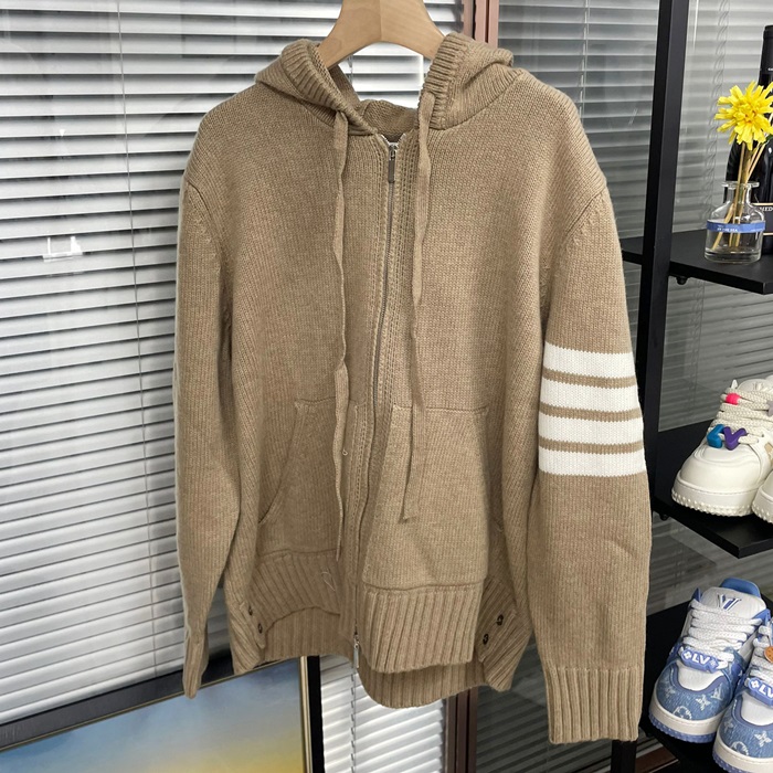 トムブラウン メンズ ジップアップ フード セーター - Hood er - thc2338x