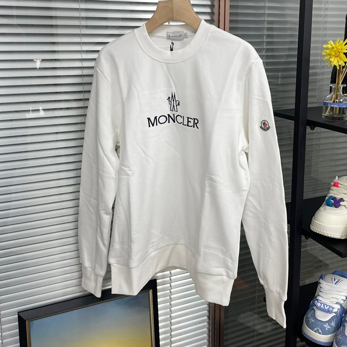 モンクレール メンズ ホワイト クルーネック スウェット - White  - cl143x