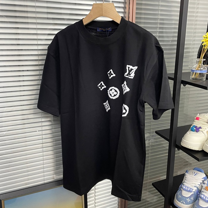 ルイヴィトン メンズ クルーネック ブラック 半袖Tシャツ -  Short sleeved  - lv1571x