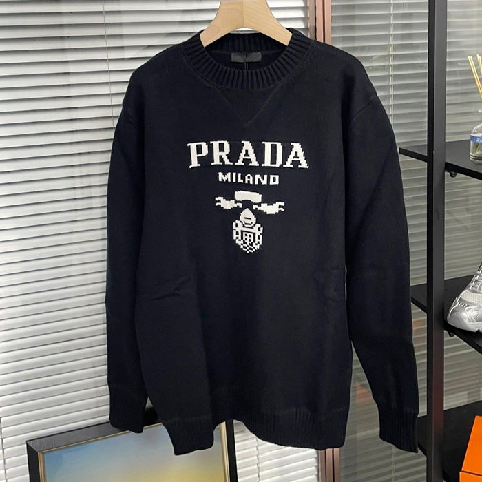 プラダ メンズ クルーネック ブラック セーター -  - pr762x