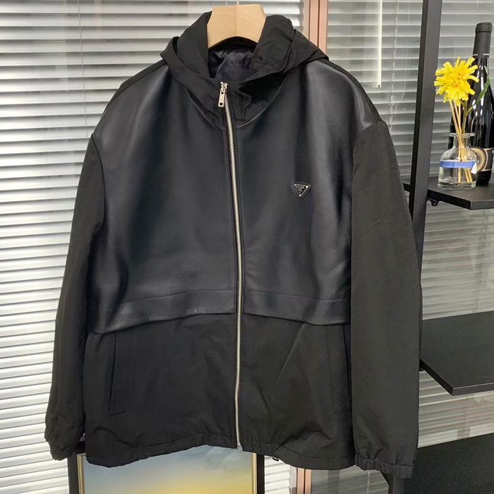 プラダ メンズ フード レザージャケット - Hood - prc1869x