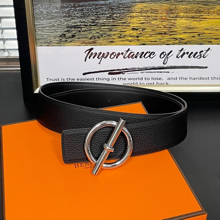  Constance - エルメス メンズ クラシック レザー コンスタンス ベルト Her0089x.Size(3.8cm).ブラックシルバー