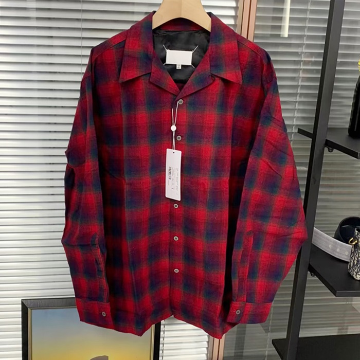 メゾンマルジェラ メンズ チェック シャツ - Maison margiela Flannel Shirt - mac1815x