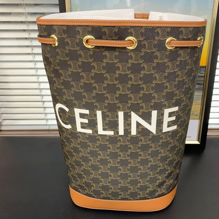 セリーヌトリオンフェ キャンバス バケット バックパック / ショルダーバッグ ,CELB0076,40CM,ブラウン