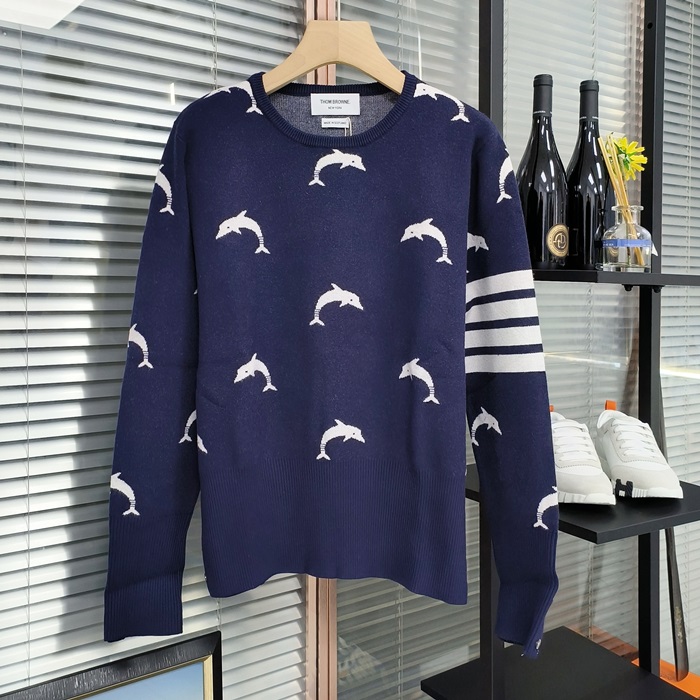  - トムブラウンレディース ストラップ クルーネック ウール セーター Thom0552x.Size(s - xl).ネイビー