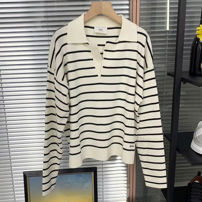 アーミーユニセックス ポロ ニット - AmiPolo Knitwear - amc2877x