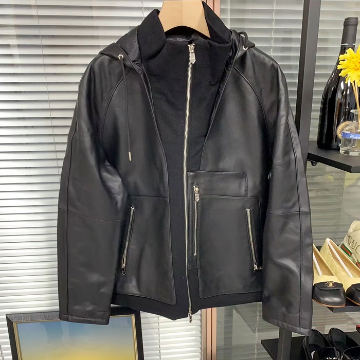 エルメス メンズ ブラック レザージャケット -  - he325x