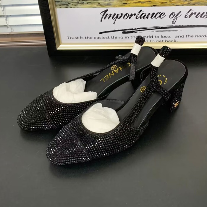 シャネルレディース ミドルヒール スリングバック -  Cubic Slingback - chs1456x