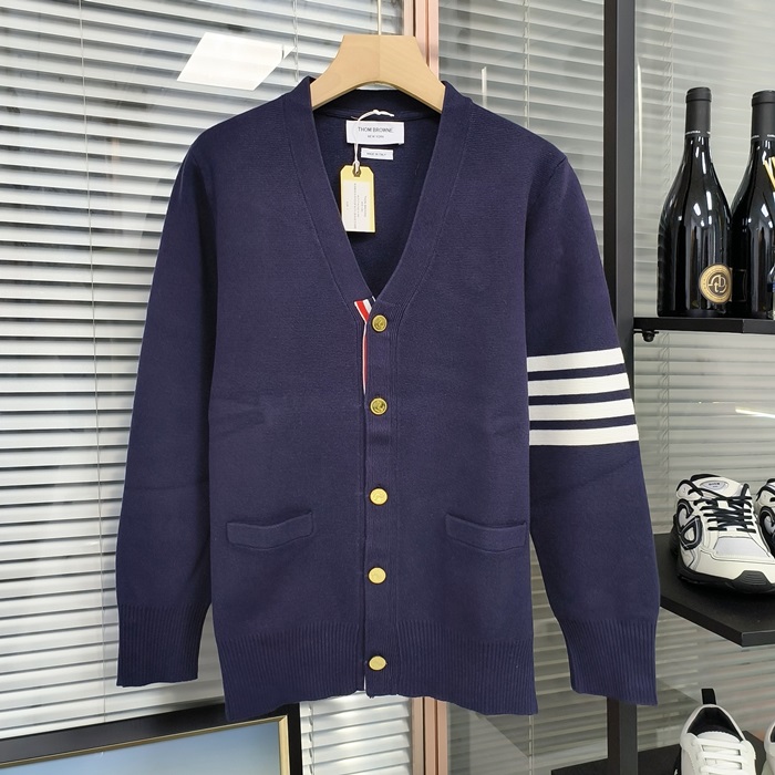 Strap   - トムブラウンメンズ ストラップ Vネック カーディガン Thom01174x.Size(m - 2xl).ネイビー