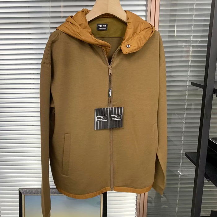 エルメネジルド・ゼニア メンズ ジップアップ フーディーTシャツ -  -zec2587x