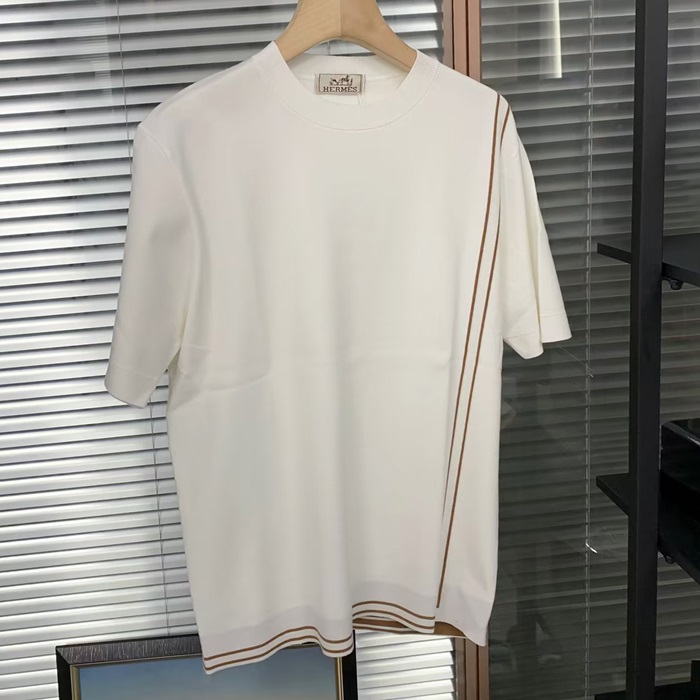 エルメス メンズ ラウンドネック半袖Tシャツ -   - hec2410x