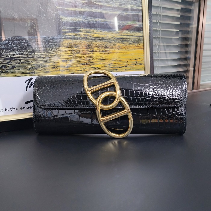 エルメス イージー クロコダイルレザーレディース クラッチバッグ HERB0379,ブラック()