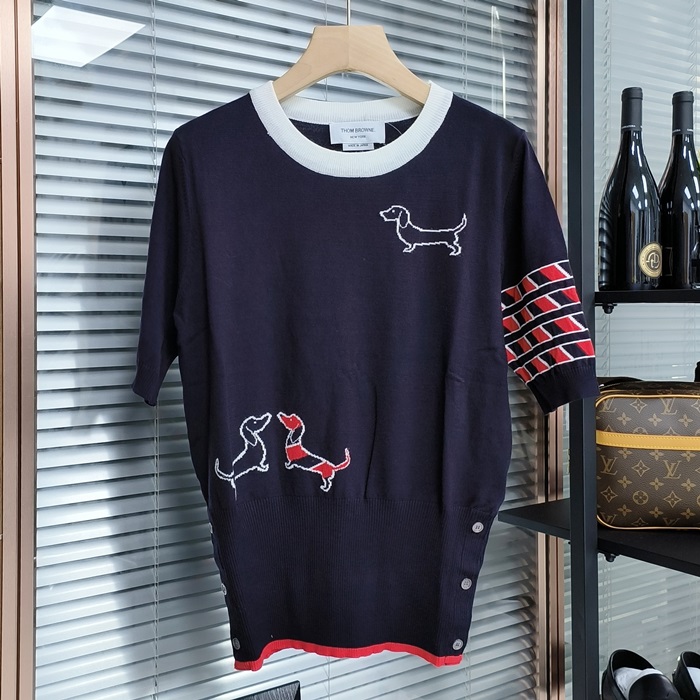 トムブラウン レディース ラウンドネック半袖 ニット -  Kints - thc1302x