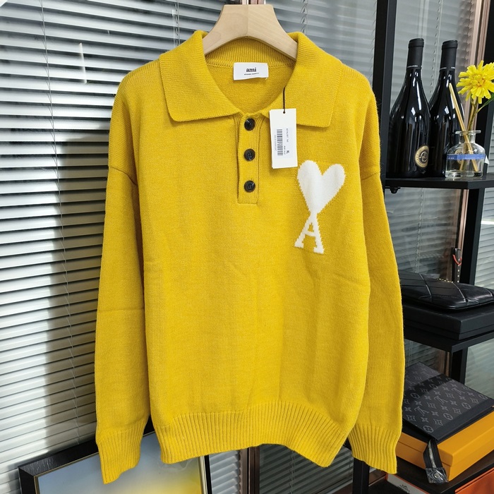 アーミーユニセックス ポロ ニット - AmiPolo Knitwear - amc3074x