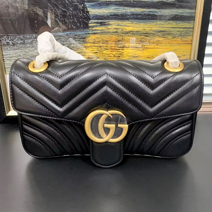 Matlase  ,26CM ,31CM- グッチ GG マモント マトラッセ レディース ショルダーバッグ 443497,GUB0254,26CM,31CM,ブラック - ブラックピンク