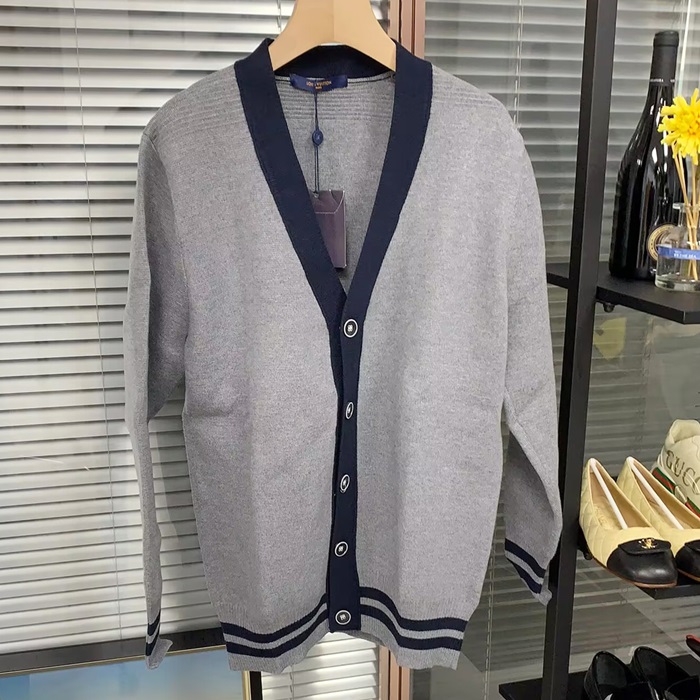 ルイヴィトン メンズ グレー Vネック カーディガン -  Gray  - lv1675x