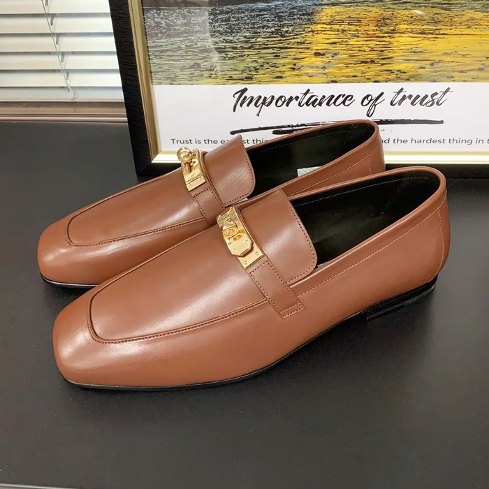 エルメス メンズ シグネチャー ブラウンローファー -  Brown- her920x