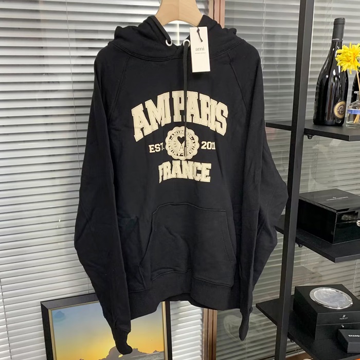 アーミーメンズ カジュアル ブラック フーディーTシャツ - Ami  - amc142x