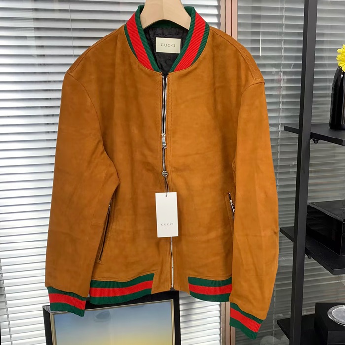 グッチ メンズ ブラウン ジップアップ ジャケット -Brown - Gu948x