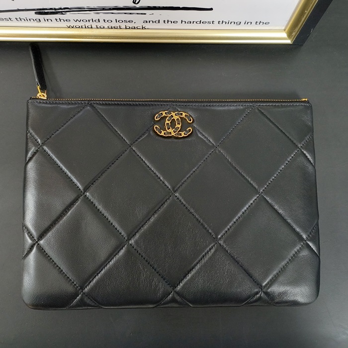 Chanel28,35cm - シャネル2023レザークラッチバッグ,CHAB1430,28,35cm,ブラック