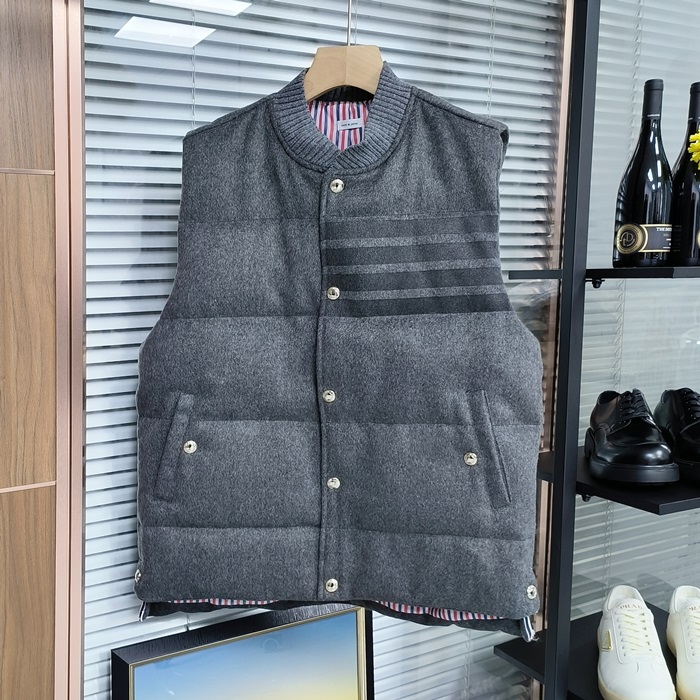 トムブラウン メンズ グレー ダウン ベスト - Gray Best - thom0664x