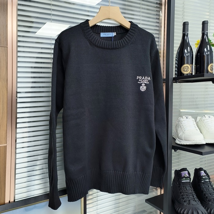 プラダ メンズ クルーネック ブラック セーター -  - pr849x