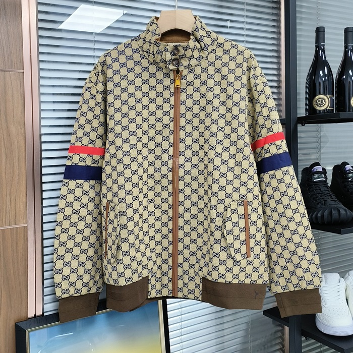 グッチ メンズ カジュアル ブラウン ジップアップ ジャケット -Brown - gu1015x