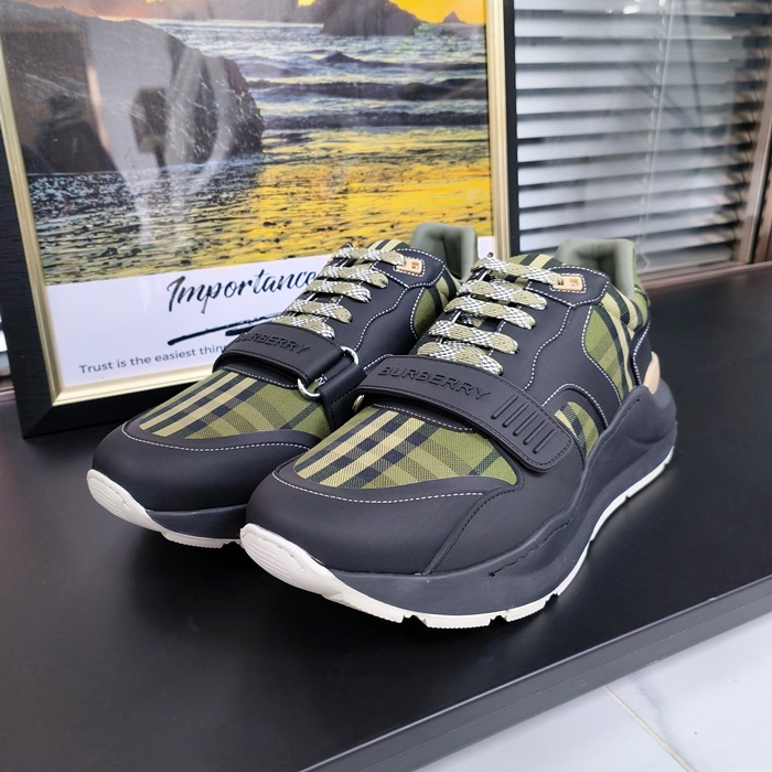 バーバリー メンズ ベルクロ カーキ スニーカー - Khaki  - bur04419x