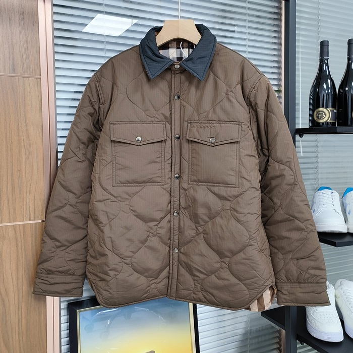 バーバリー メンズ チェック ブラウン ジャケット - Brown - bu304x