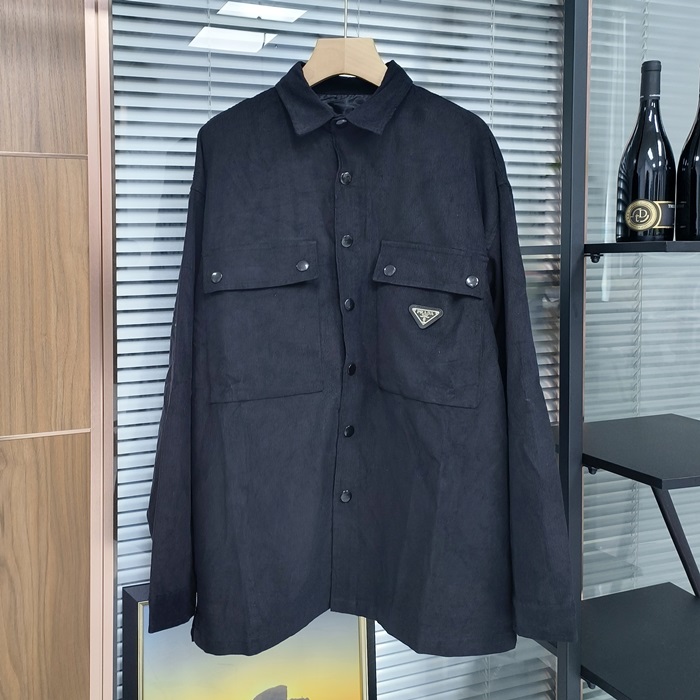 プラダ メンズ ブラック コーデュロイ ジャケット - - pr778x