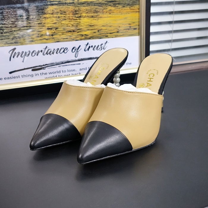 シャネルレディース 真珠ベージュ ミュール -  Mule - chs1641x