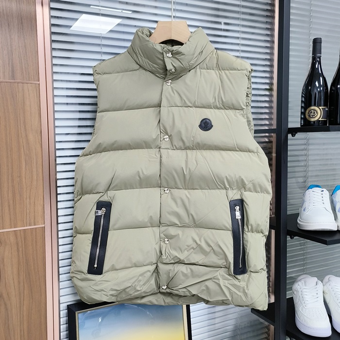 モンクレール メンズ カーキ ダックダウン ベスト - Khaki Best - mo61x