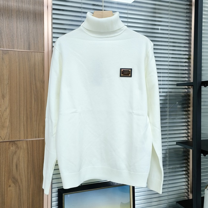 ディーアンドジー メンズ ホワイト タートルネック ニット -  White Knits - dol511x