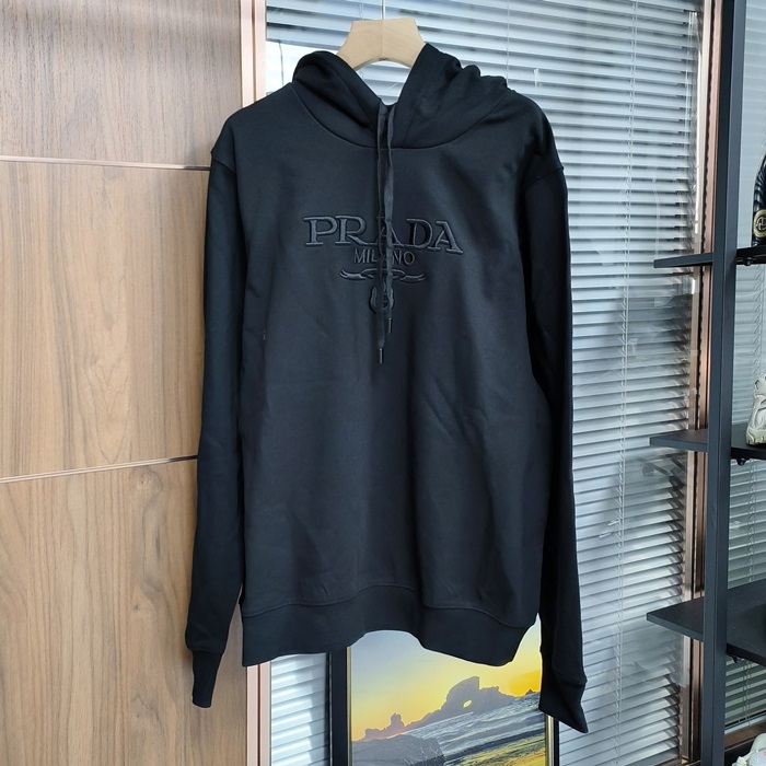 プラダ メンズ カジュアル ブラック フーディーTシャツ -  - pr816x