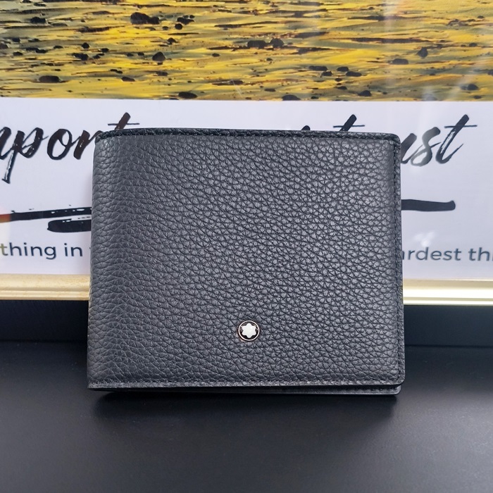 c  Bifold Purse - モンブラン メンズ LOGOレザー二つ折り財布 Mont005x.ブラック