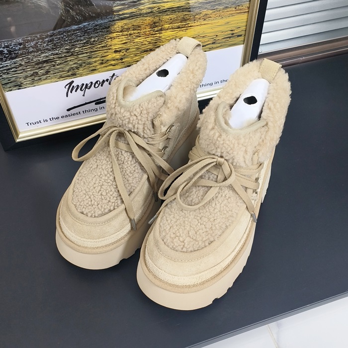 Ugg   Ankle Boots - アグレディースレザーウール アンクルブーツUGGS0112,ベージュ