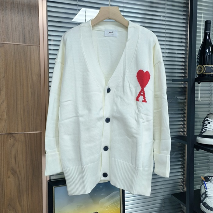 AmiLogoCardigen - アーミー2020 メンズ LOGO カジュアル カーディガン Ami0079x.Size(s - xl).ホワイト