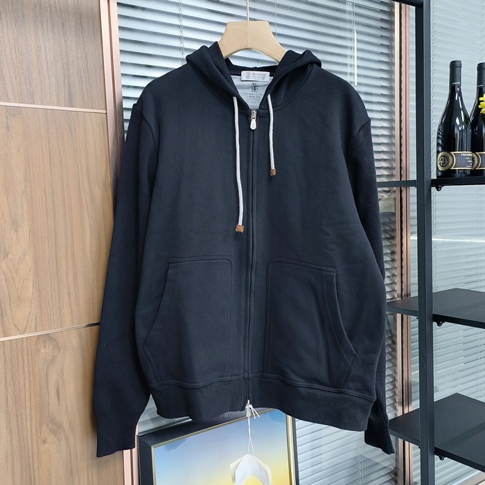 ブルネロクチネリ メンズ ジップアップ フーディーTシャツ -  Cucinelli   - brc2580x