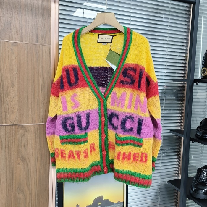 グッチ メンズ イエロー Vネック カーディガン -Yellow  - gu1168x