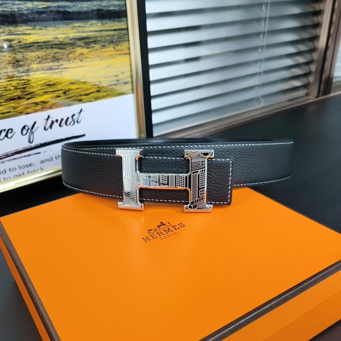  - エルメスメンズ リバーシブルレザーベルト HERBT0081,ブラック